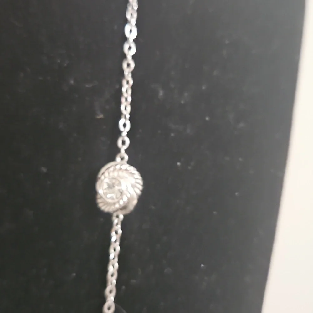 Kate Spade Long Silver Necklace with Crystal Accents - Picture 2 of 6